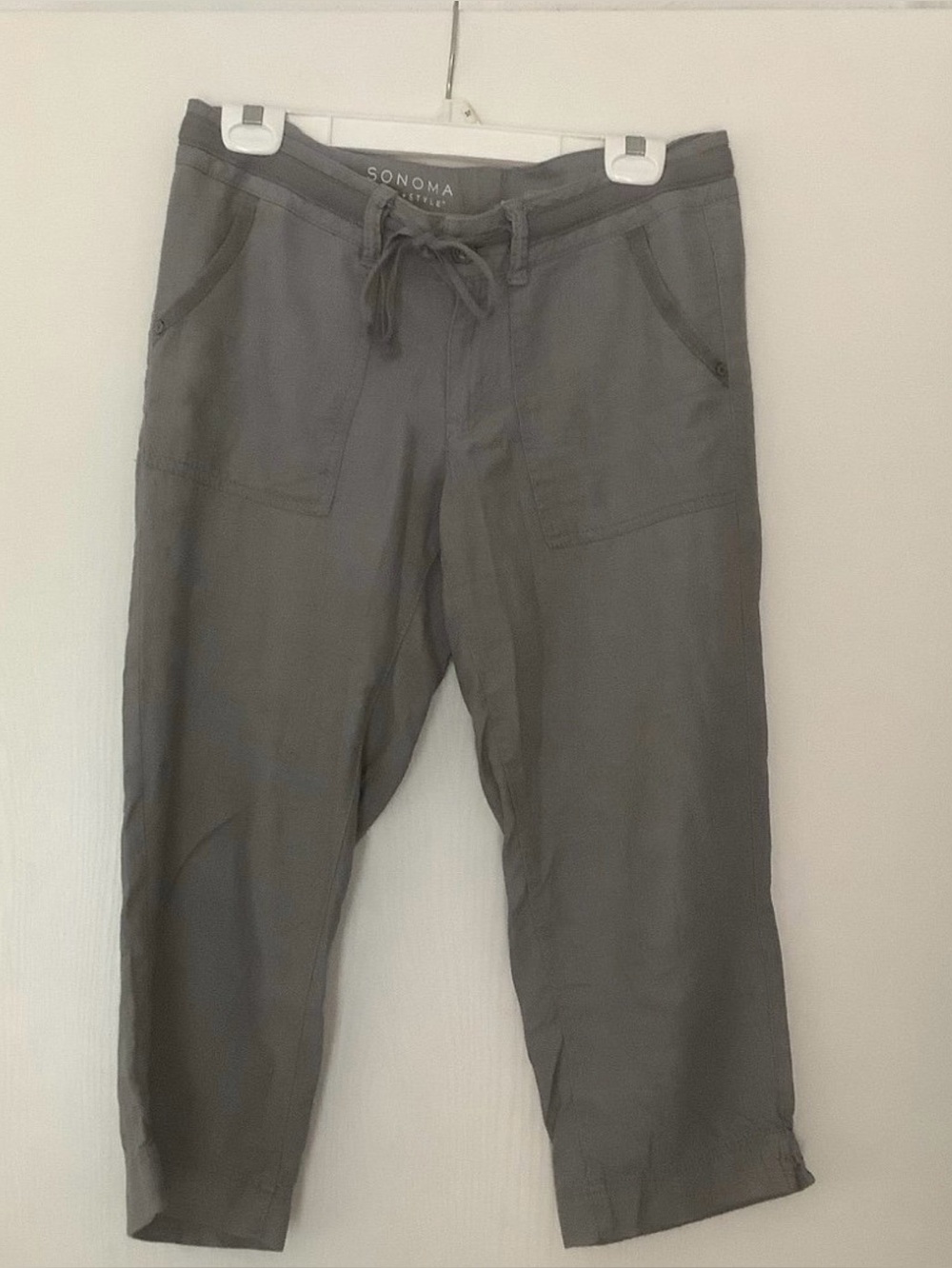 Sonoma Women's Gray Linen Cropped Pants , Sonoma Capri Pant, Linen Pants,